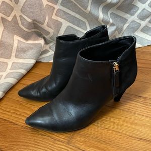 Nine West Black Leather Pointed Toe Booties